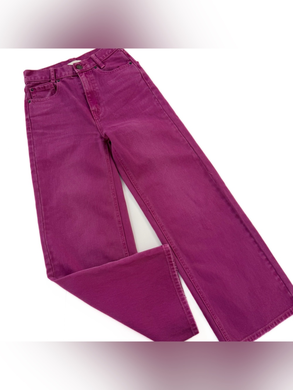 Urban Outfitters BDG Jeans Womens 24 Fuschia Purple High & Wide Ankle Crop - Picture 2 of 10